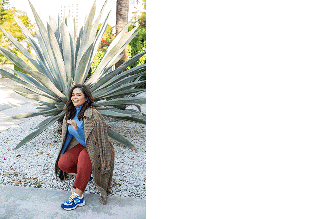 Karli Henriquez in Miami courtyard animated gif