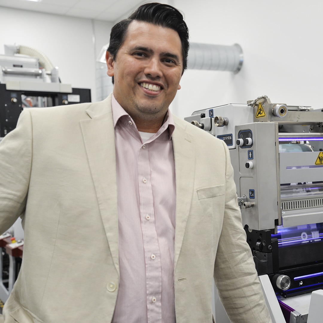 Dr Paulo Vieira, Flint Group, portrait manufacturing facilities background thumbnail