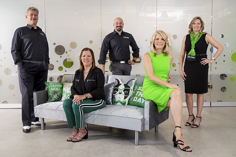 Cruise Planners’ executive team: Scott Koepf, VP of strategic planning; Vicky Garcia, co-owner and COO; Brian Schultz, CIO; Michelle Fee, founder and CEO; and Theresa Scalzitti, SVP of sales and marketing