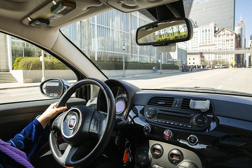 Talita Ramos Erickson driving in her Fiat on April 26, 2019