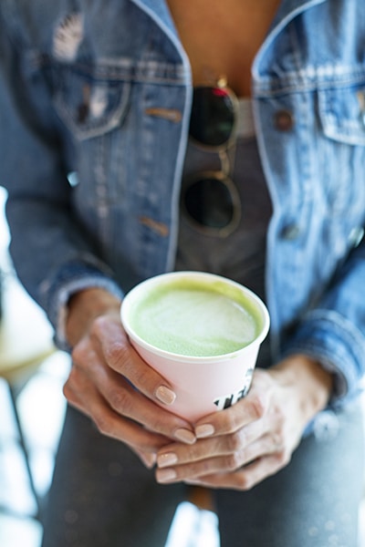 Andrea Trujillo holding Matcha closeup