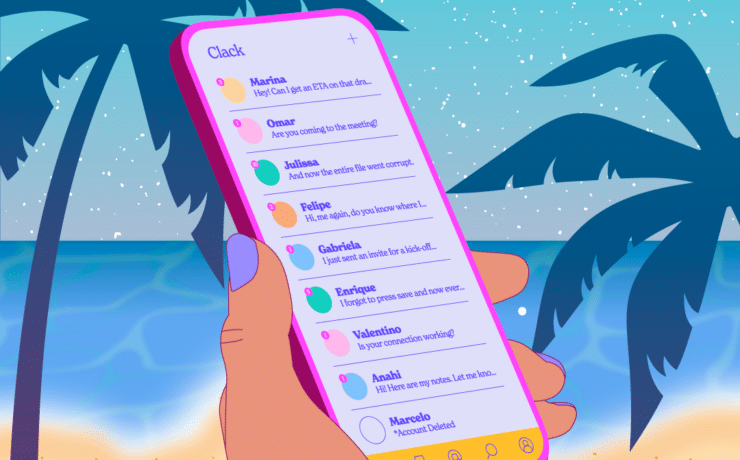 Checking phone on the beach