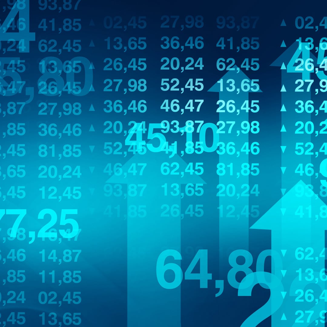 A bunch of numbers and arrows layered over each other in the color blue